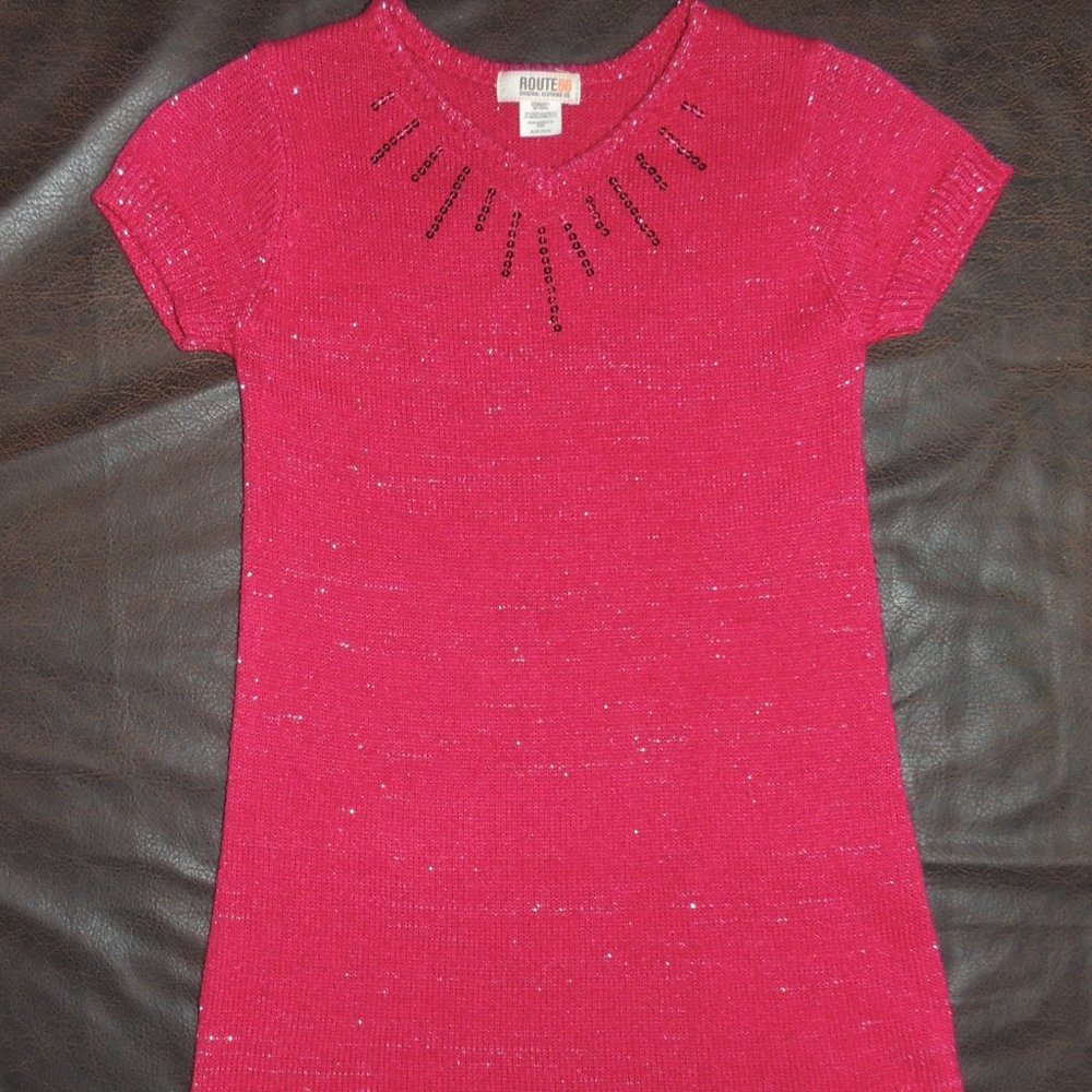 Route 66 Sequined Short Sleeved, Long Sweater - Girls XL